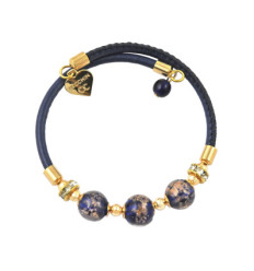 BRACELET MURANO 3 PERLES BLEU FONCE LP42 