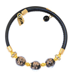 BRACELET MURANO 3 PERLES NOIR 