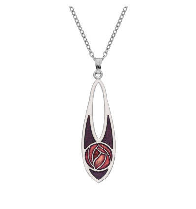 PENDENTIF ROSE EMAILLEE AV CHAINE