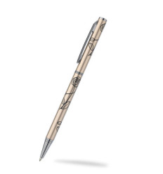 Stylo doré avec roses