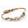 Beige beaded bracelet Hand cut jewellery in frosted glass