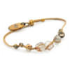 Beige beaded bracelet Hand cut jewellery in frosted glass