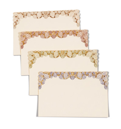 LOT 4 MINI CARTES DENTELLE DECOUPE LASER