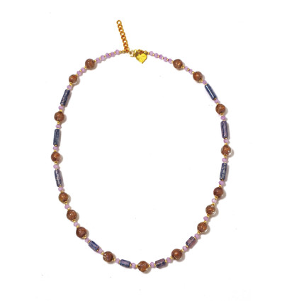 COLLIER MURANO THEMIS BLEU ET MAUVE