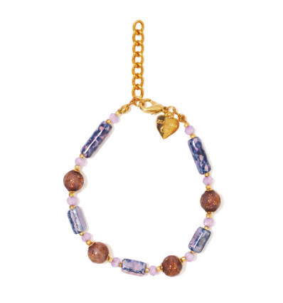 BRACELET MURANO THEMIS BLEU ET MAUVE