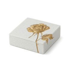 BOITE CARREE AVEC ROSE DORE GARNIE 24 CUBES