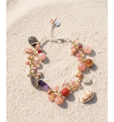 Bracelet "Message de pierres " en quartz rose
