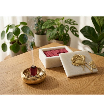 Boîte "Rose Dorée" pour encens rosicrucien