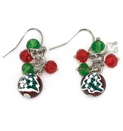 Boucles d'oreille et collier sapin de Noel