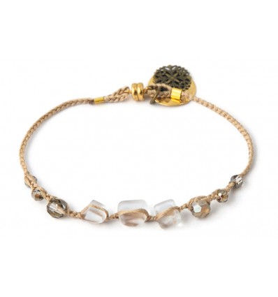 Bracelet perlé beige Swarovski