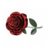 BROCHE ROSE AVEC FEUILLES VERTES