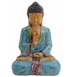 STATUETTE BOUDDHA ROBE BLEUE