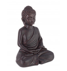 STATUETTE BOUDDHA ASSIS MARRON FONCE