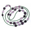Hematite and amethyst double-length necklace