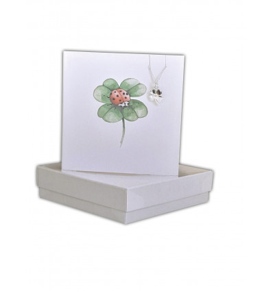 PENDENTIF ARGENT TREFLE ET CP TREFLE COCCINELLE