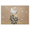 CP BONNE ANNEE COLOMBE ET GUI FOND BEIGE