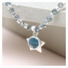 Silver cube bead and blue crystal bracelet with star