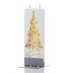 Flat candle - Golden Christmas tree “Merry Christmas”