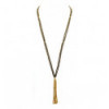SAUTOIR SISSI DOUBLE NOIR ET OR AV FRANGE PERLES DOREES