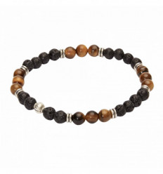 Bracelet with tiger’s eye and lava beads