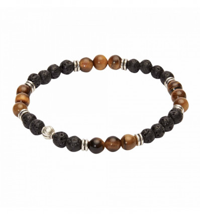 Bracelet with tiger’s eye and lava beads